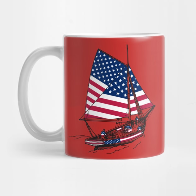 Vintage America Victorian Galleon Ship of United States Flag Celebrate United States Independence Day by Mochabonk